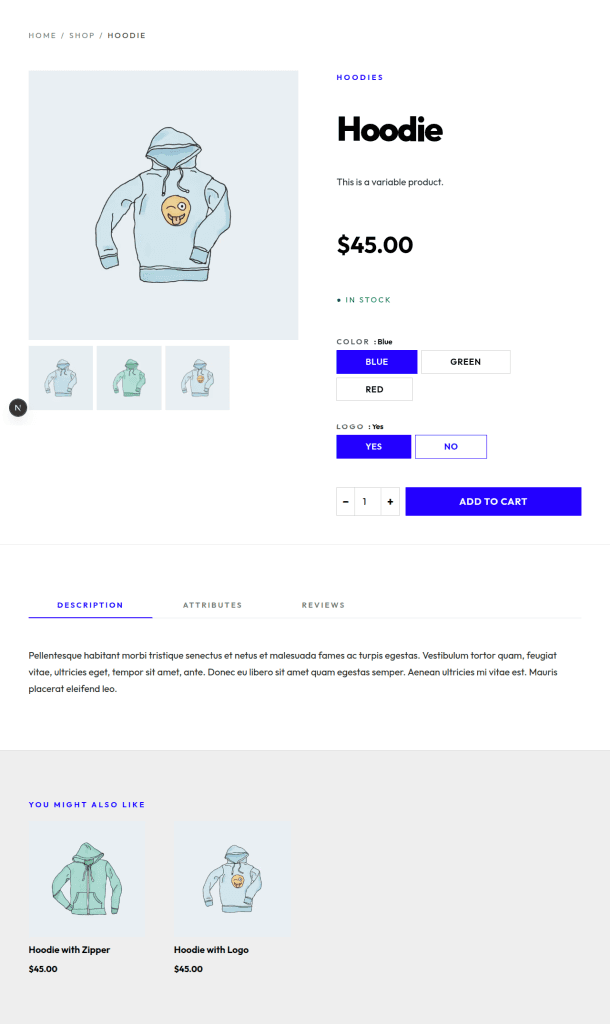 Polished product page rendered by Next.js with WooGraphQL data and schema.org JSON-LD.